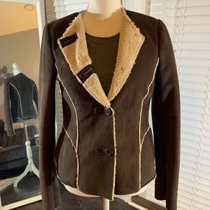 Faux suede jacket with slit pockets
